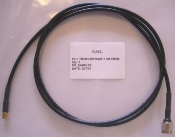 ISAT-AMC-TNCM-1.5LMR195-SMAM Cable Extension, INMARSAT 1.5m(59in) with TNC-Male to LMR195 Ultraflex Cable to SMA-Male Connector
