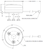 100-00227-01 Maxtena MEA-1621-MT-MA Iridium Antenna, Bolt Mount, Side Exit Cable 30cm - Image 2