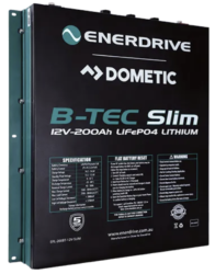 EPL-200BTM-12V Enerdrive B-TEC 200Ah, 12V, LiFePO4 BT Battery, Slim Metal Case