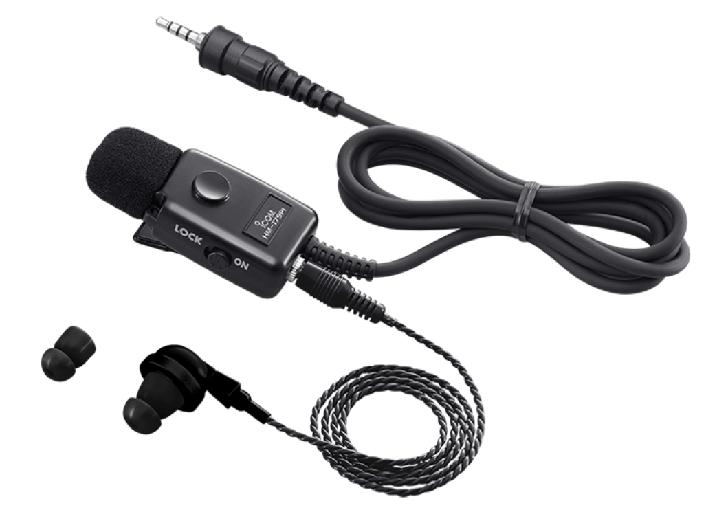 HM-179PI Earphone Microphone for IP110H WLAN HM-179PI Icom IP110H Earphone Microphone, 1.0 and 0.5m cables - Image 1