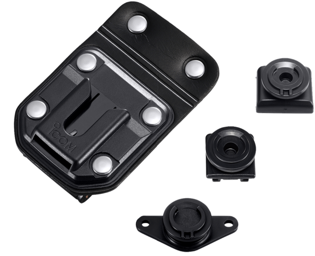 MB-96N Leather Belt Hangar, Radio Holder for Fixed Belt Clip plus 3pcs adapters MB-96N Icom Leather Belt Hangar, Radio Holder for Fixed Belt Clip, plus 3pcs Swivel Adapters - Image 1