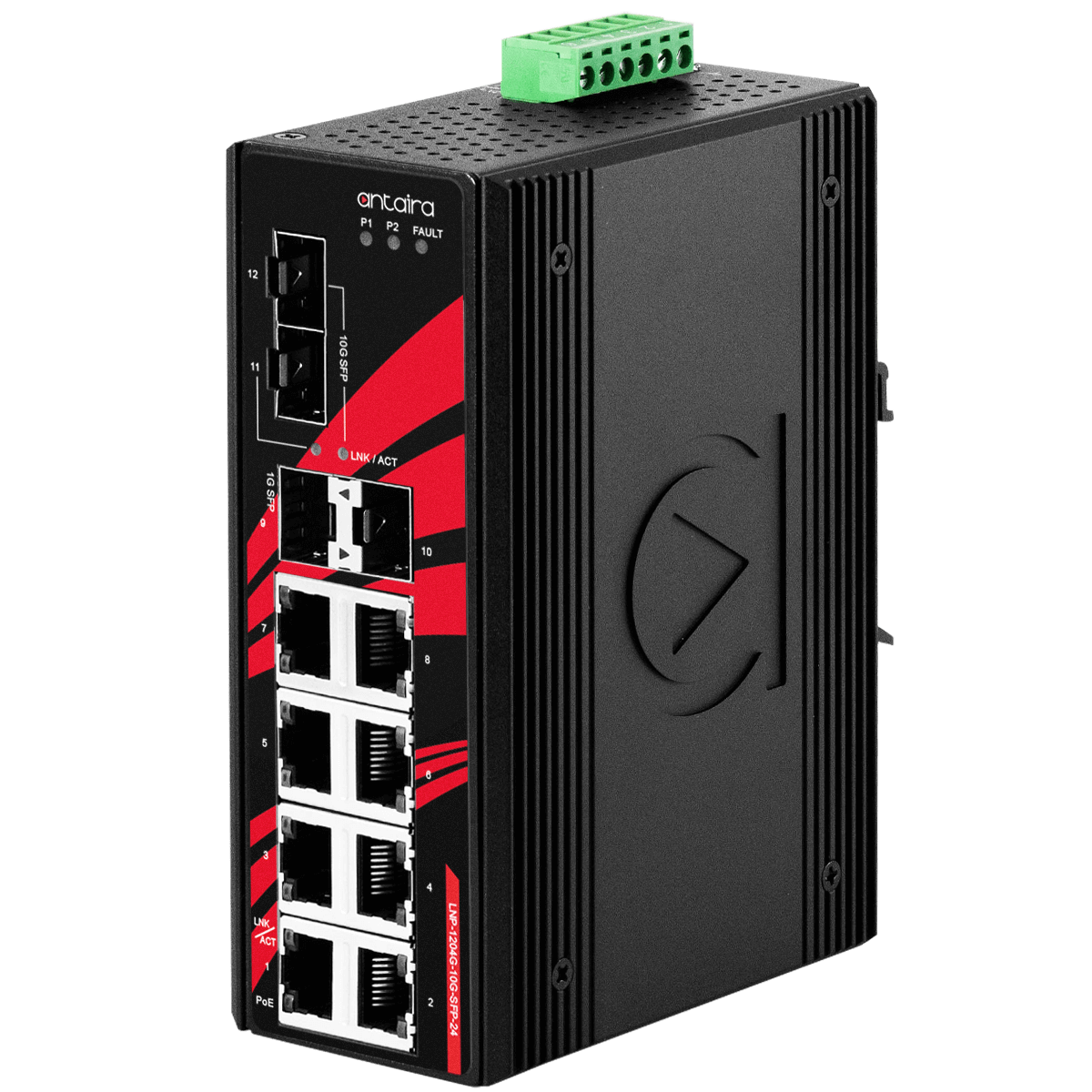 lnp-1204g-10g-sfp-24_(V2)_1 LNP-1204G-10G-SFP-24 Antaira Unmanaged Ethernet Switch, 12-Port Industrial Gigabit PoE+ - Image 1