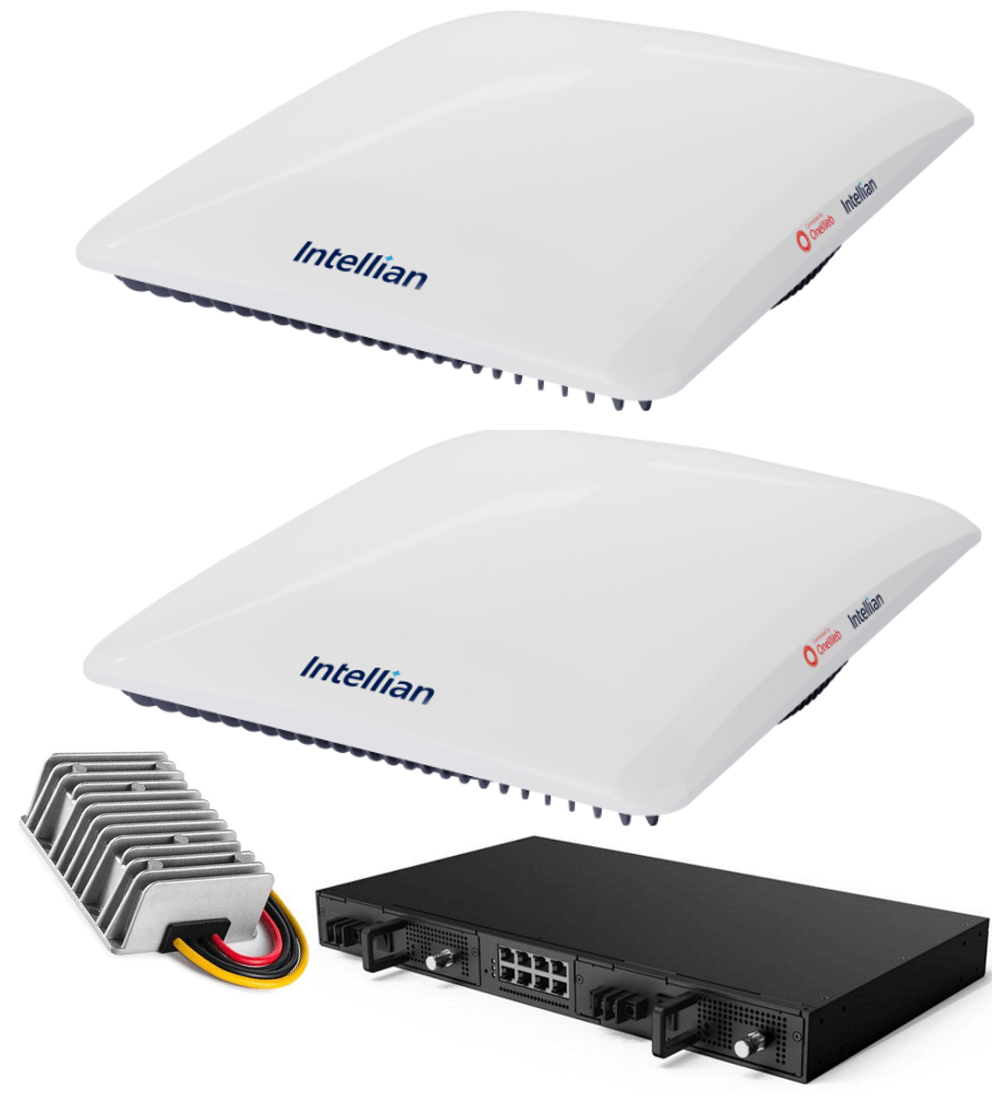 CNX-RACK-DC_MITIGATION_with DC 480W PSA_LAND_COMPACT PS-OW10HF-CNX-RACK-DA-DC Intellian OneWeb OW10HL DUAL Flat Panel, Compact Mitigation with 19in Rack Mount CNX, 480W DC PSA (Land) - Image 1