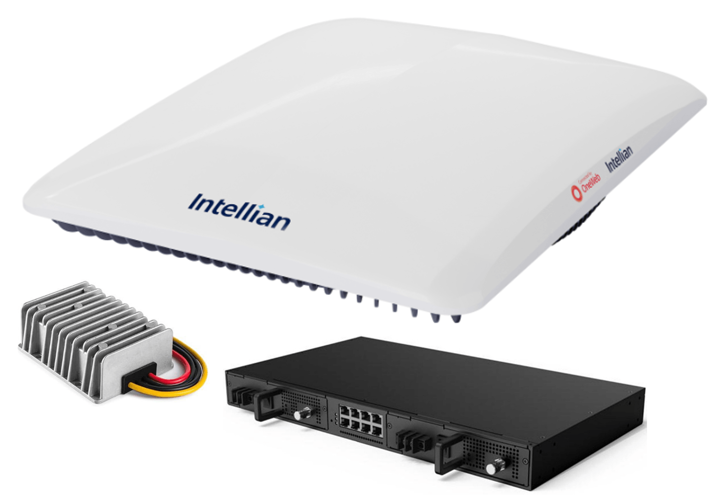 CNX-RACK-DC_with COMPACT_ and DC 480 DC-DC PS-OW10HF-CNX-RACK-DC Intellian OneWeb OW10HL Flat Panel, Compact with 19in Rack Mount CNX, 480W DC PSA (Land) - Image 1